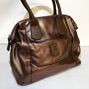 GUESS Metallic Bronze Satchel Tote Handbag
